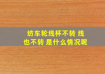 纺车轮线杯不转 线也不转 是什么情况呢